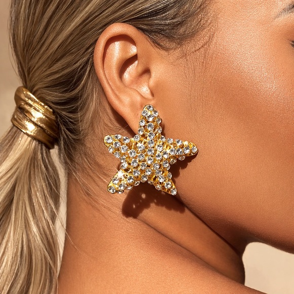 Anthropologie Crystal Starfish Post Earrings - Picture 5 of 6